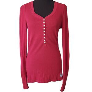 y2K 2010s Aeropostale Long Henley Thermal Elena Gilbert Bella Swan Top sz M